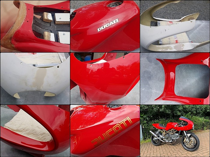 Ducati bike fibreglass and plastic before and after