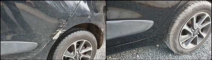 damaged car door before and after