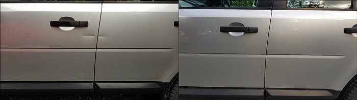 car door dent and after repaired